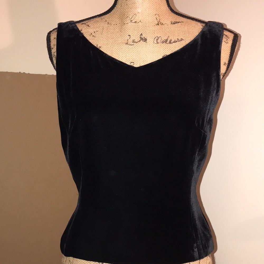 Vintage Anne Taylor black velvet sleeveless top size 6 NWT - Picture 2 of 12